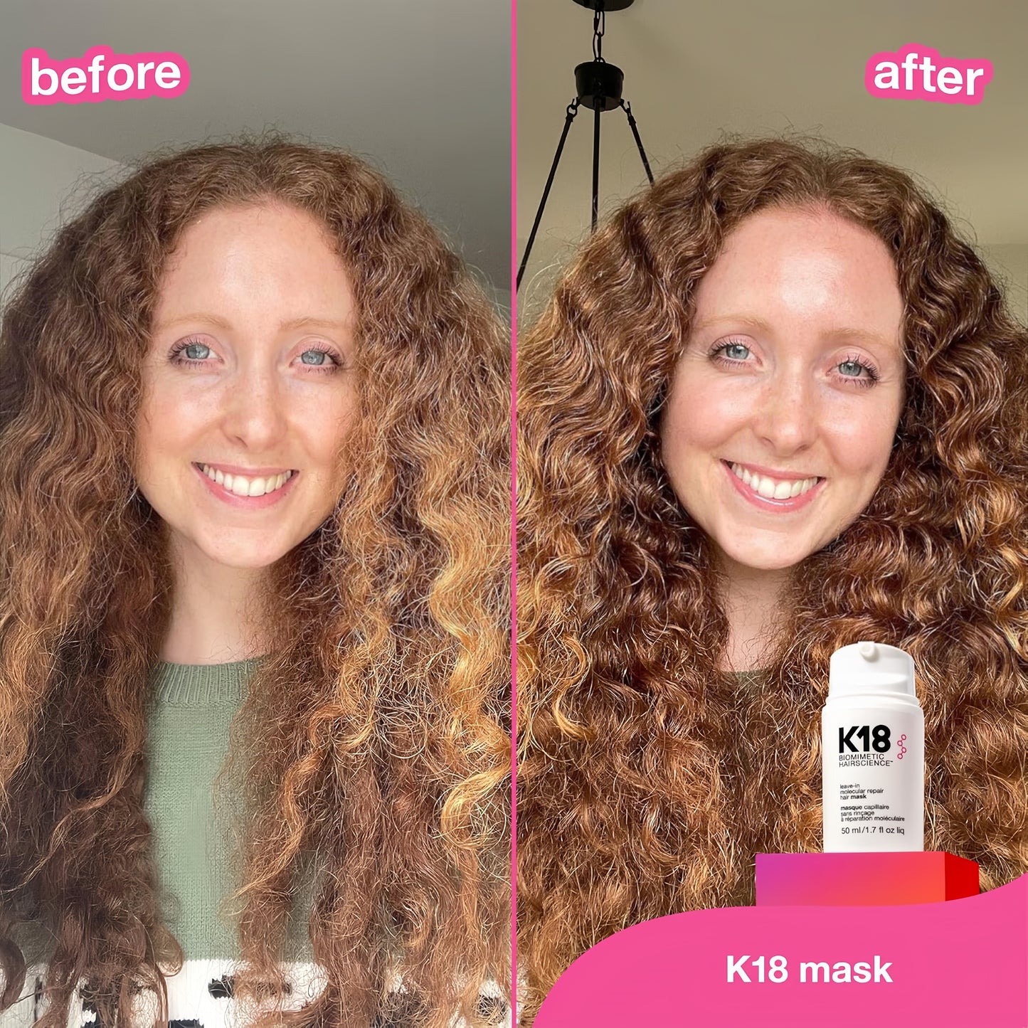K18 Leave-In Molecular Repair Hair Mask, Patented, Lasting Repair For Dry, Frizzy, Damaged Hair, Reverse Damage In 4 Minutes From Bleach, Color, Chemical Services + Heat